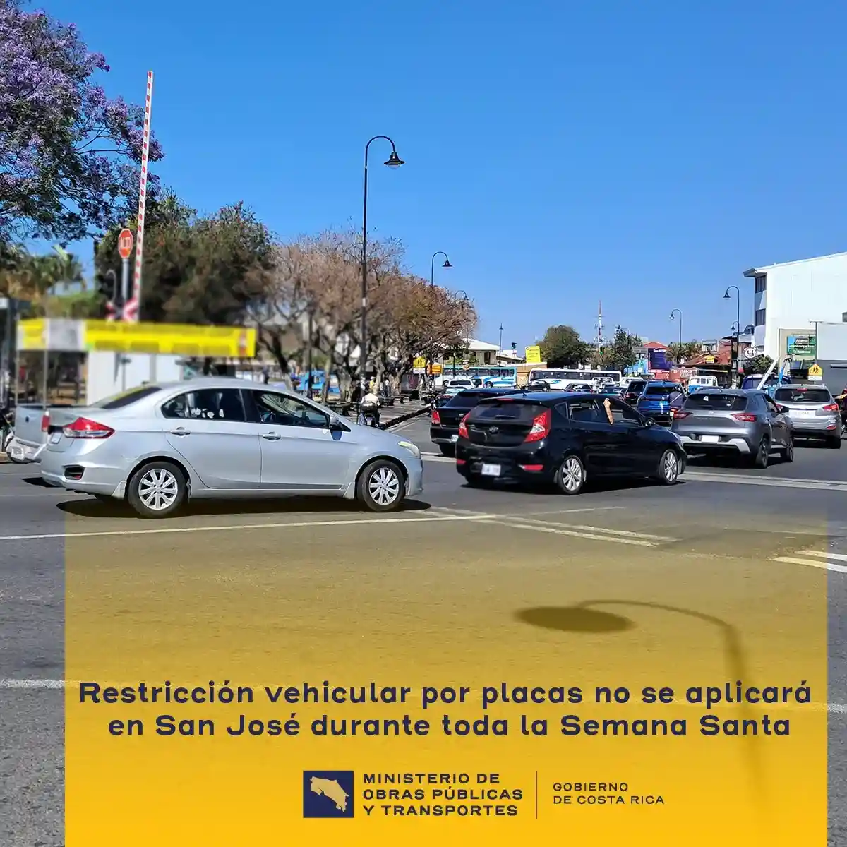 Comunicado oficial MOPT sobre suspensión de restricción vehicular Semana Santa 2026.
