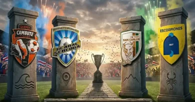 Imagen conceptual de la batalla final por el Ascenso a Primera División, mostrando los escudos de los 4 equipos clasificados frente a un trofeo en un estadio