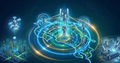 Mapa tecnológico de Costa Rica con torres de telecomunicaciones, representando el momento en que el ICE adjudica red 5G para cobertura nacional